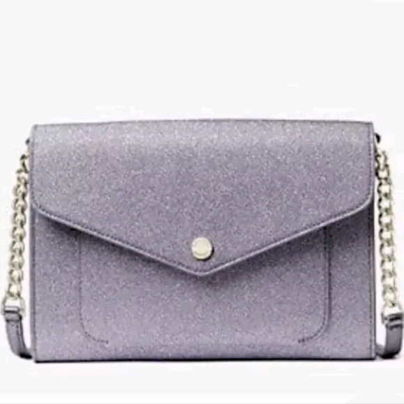 KATE SPADE Tinsel Flap Glitter Crossbody Purse in Lilac Frost ~ NWT - Picture 3 of 13